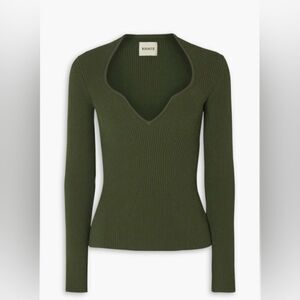 KHAITE Kirah Ribbed-knit Sweater In Forest Green